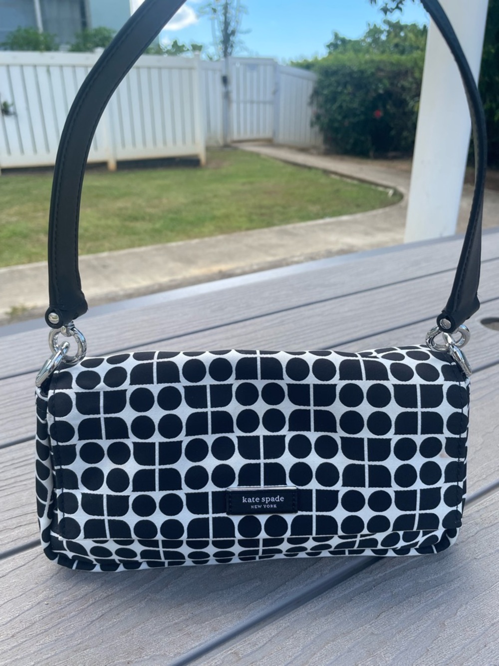 Kate Spade Black and White Geo Mini Shoulder Bag